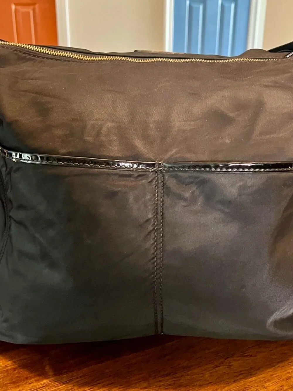Black Kate Spade Serena Nylon Baby Diaper Bag w/ Patent Leather Trim Adjustable